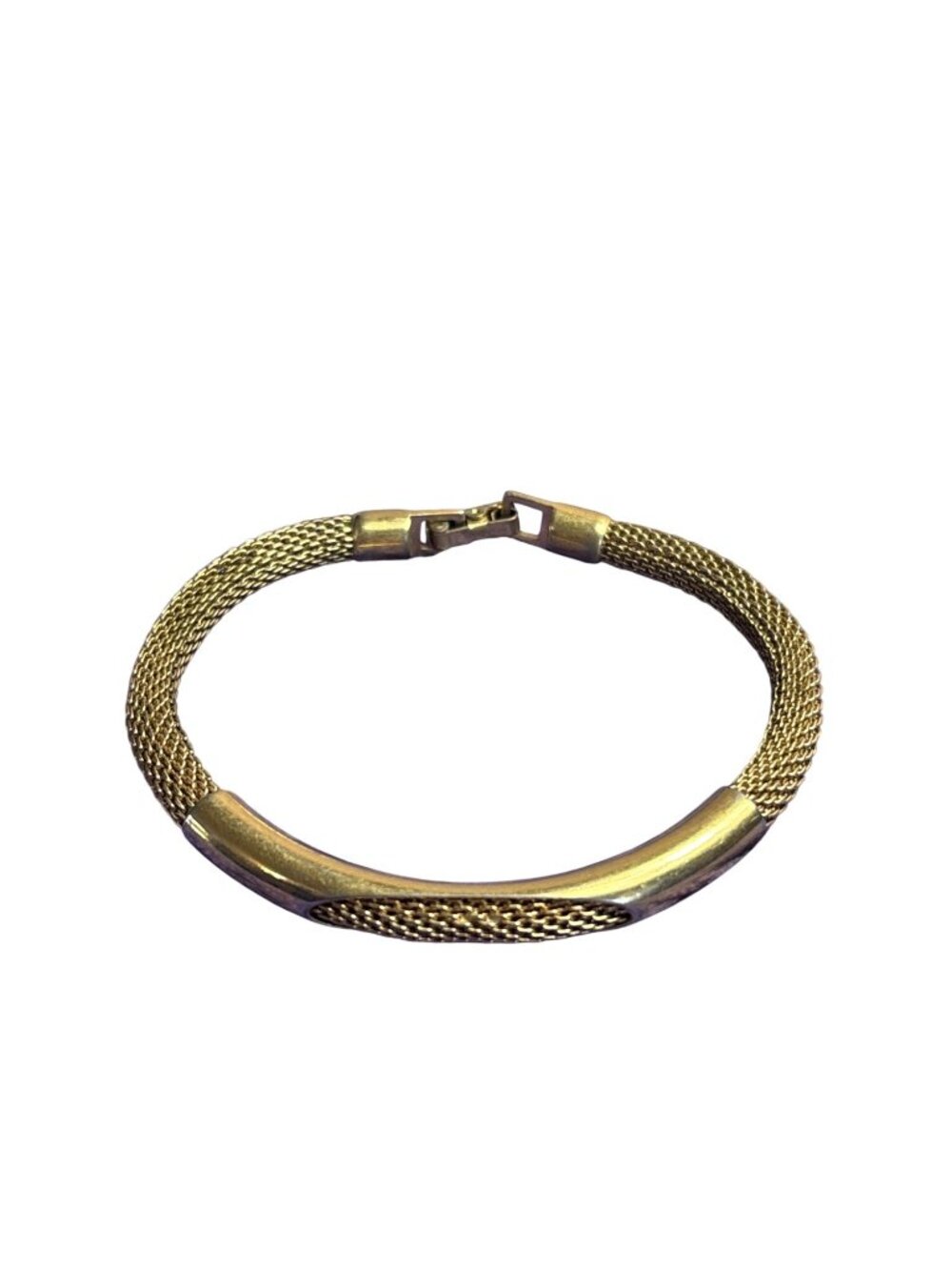 Vintage Avon Goldtone Mesh Chain Bracelet Fold Over Clasp 6.75 inches